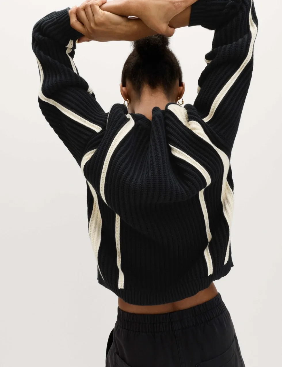 Cotton Rich Striped Ribbed Relaxed Jumper