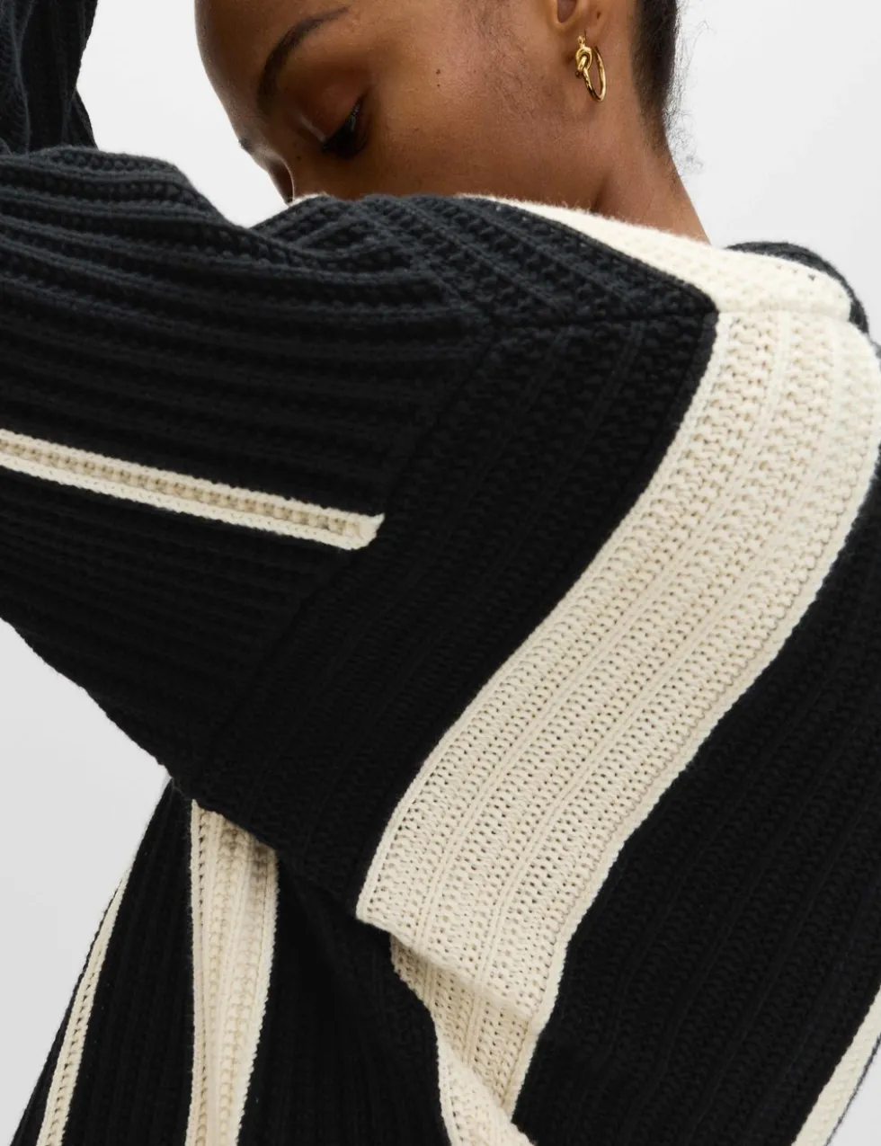 Cotton Rich Striped Ribbed Relaxed Jumper