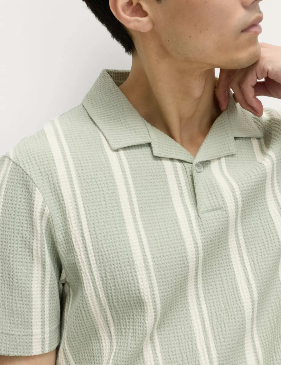 Cotton Rich Striped Seersucker Polo Shirt