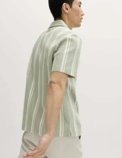 Cotton Rich Striped Seersucker Polo Shirt
