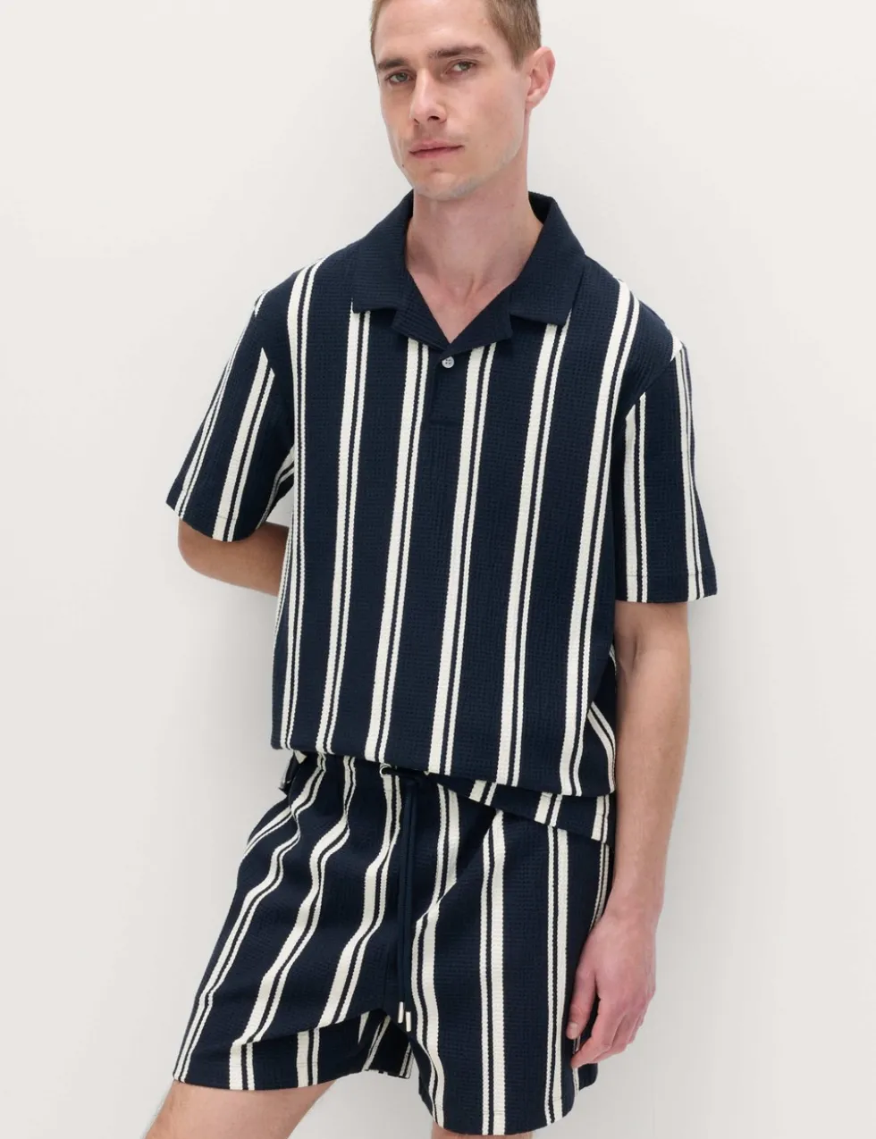 Cotton Rich Striped Seersucker Polo Shirt