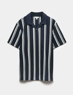 Cotton Rich Striped Seersucker Polo Shirt