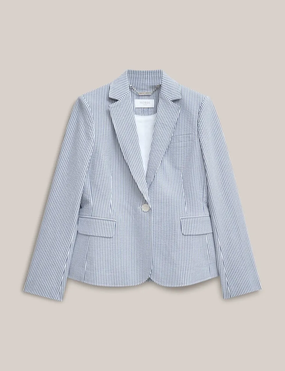Cotton Rich Striped Single Breasted Jacket