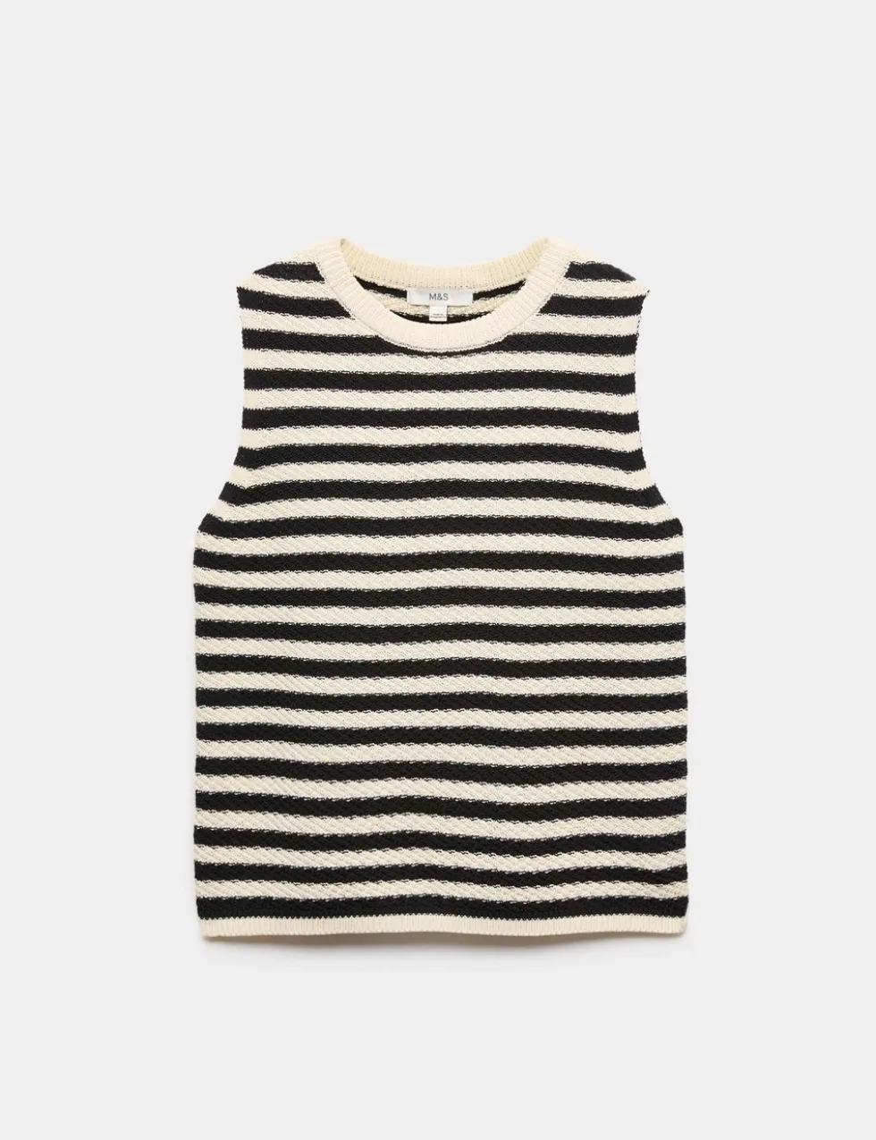 Cotton Rich Striped Slim Fit Knitted Top