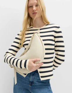 Cotton Rich Striped Slim Fit Knitted Jacket