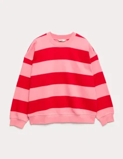 Cotton Rich Striped Sweatshirt