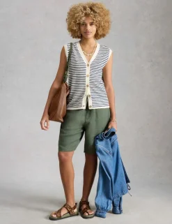 Cotton Rich Striped Tank Top with Linen