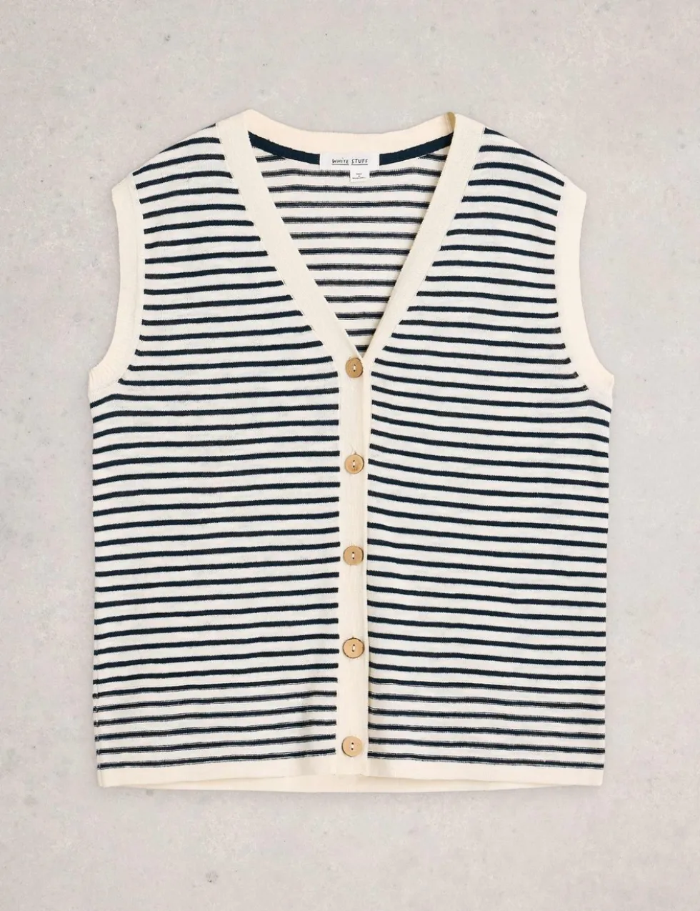 Cotton Rich Striped Tank Top with Linen