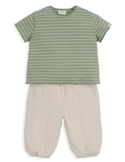 Cotton Rich Striped T-Shirt & Trousers Outfit (0-12 Mths)
