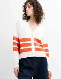 Cotton Rich Striped V-Neck Cardigan