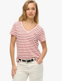 Cotton Rich Striped V-Neck T-Shirt