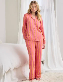 Cotton Rich Sunset Wavy Stripe Long Pyjama Set