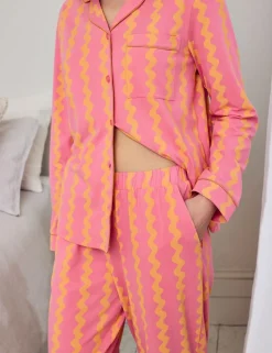 Cotton Rich Sunset Wavy Stripe Long Pyjama Set