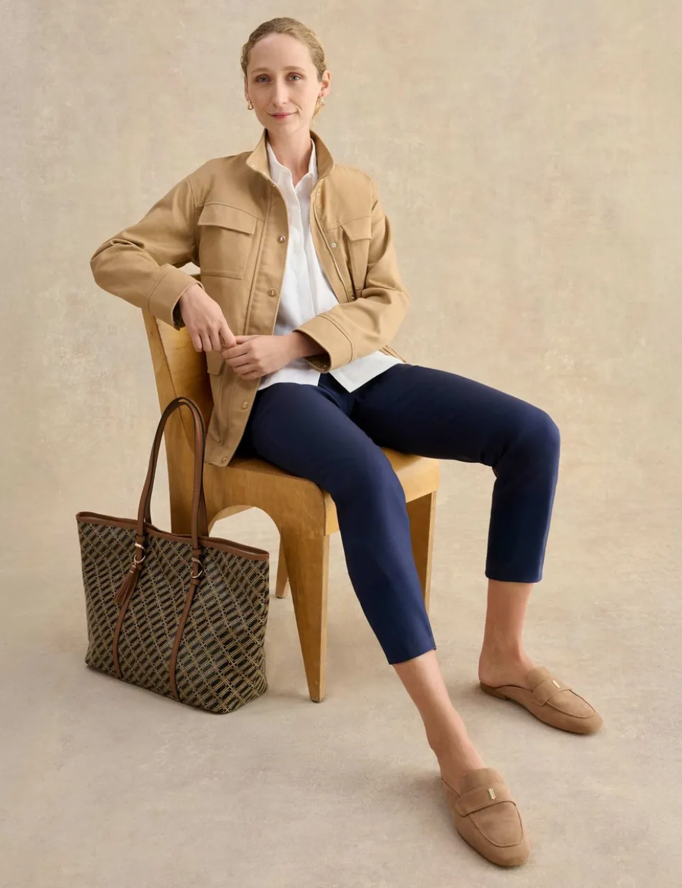 Cotton Rich Tapered Cropped Trousers