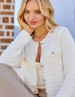 Cotton Rich Textured Button Through Cardigan