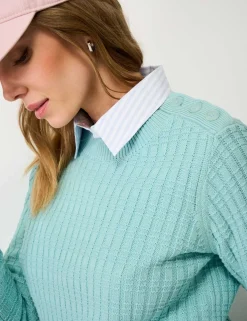 Cotton Rich Textured Button Detail Jumper