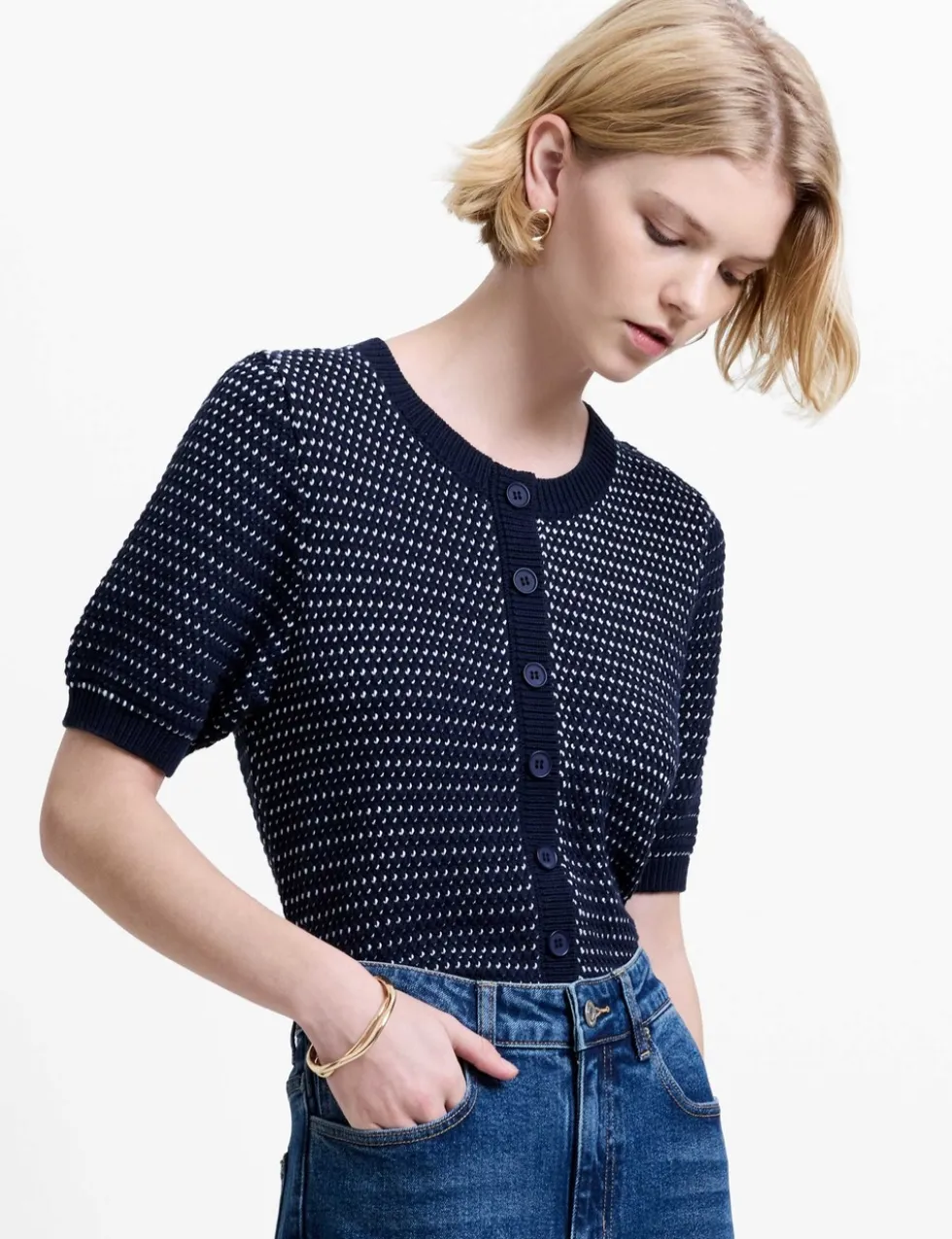 Cotton Rich Textured Cardigan