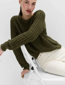 Cotton Rich Textured Crew Neck Jumper