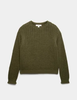 Cotton Rich Textured Crew Neck Jumper
