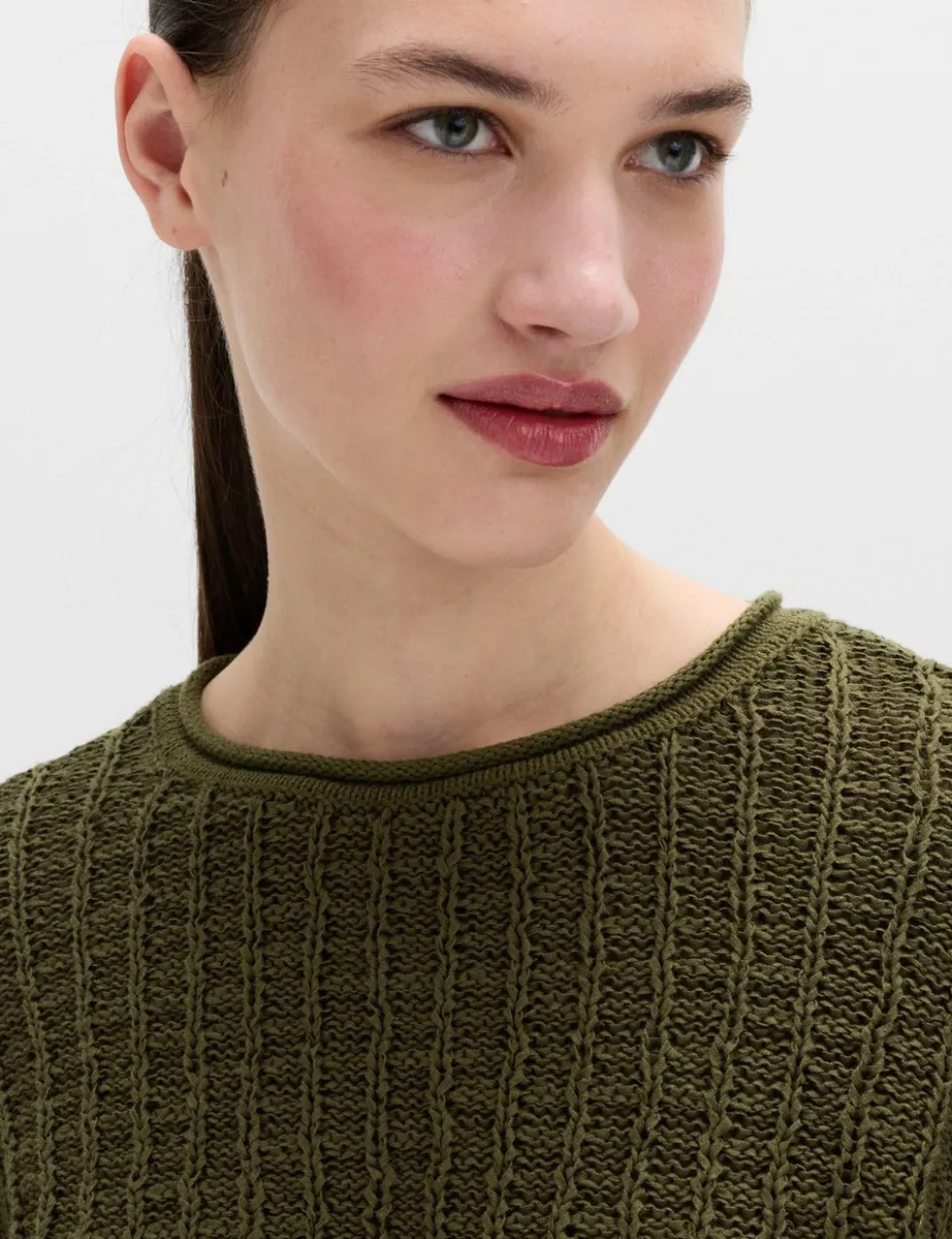 Cotton Rich Textured Crew Neck Jumper