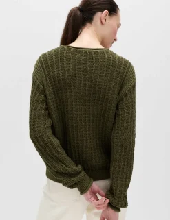 Cotton Rich Textured Crew Neck Jumper