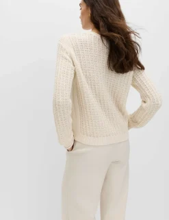 Cotton Rich Textured Crew Neck Jumper