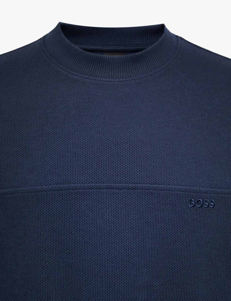 Cotton Rich Textured Crew Neck Jumper