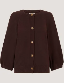 Cotton Rich Textured Crew Neck Cardigan