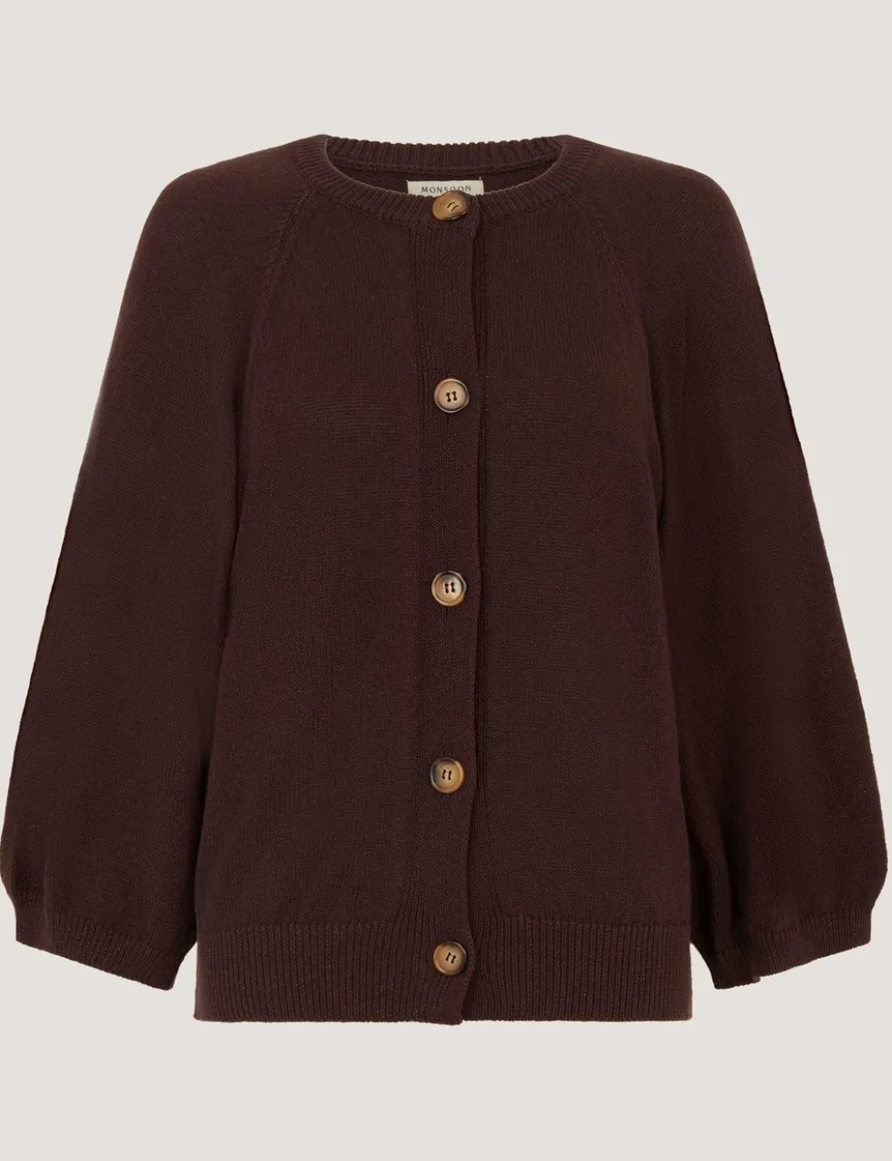 Cotton Rich Textured Crew Neck Cardigan