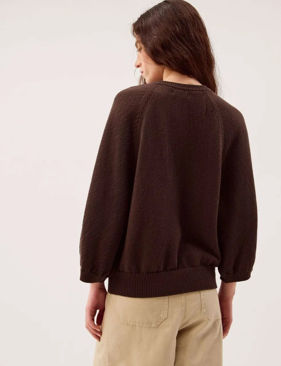 Cotton Rich Textured Crew Neck Cardigan