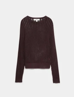Cotton Rich Textured Crew Neck Jumper