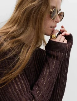 Cotton Rich Textured Crew Neck Jumper