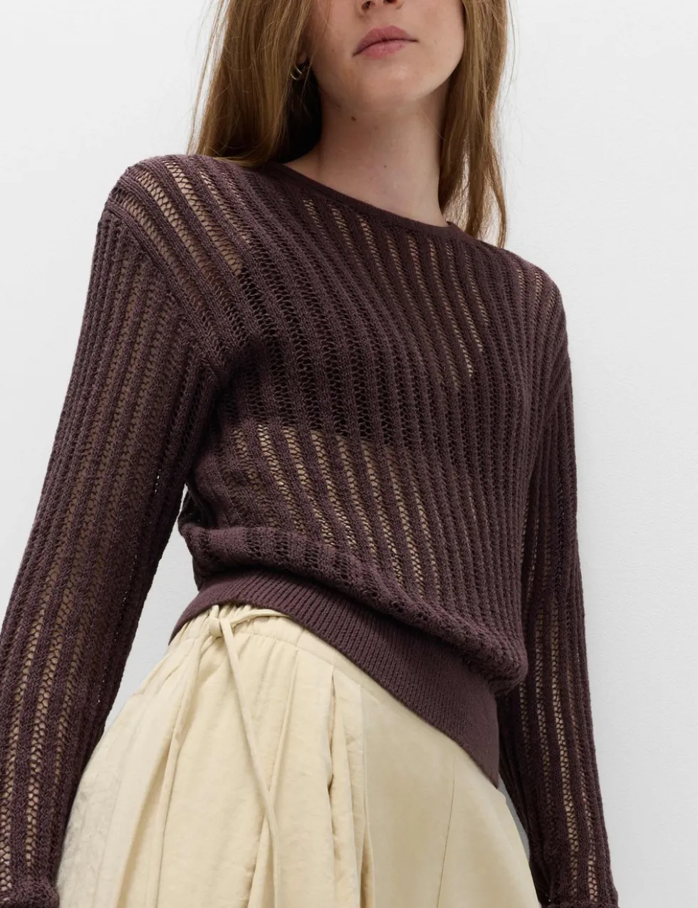 Cotton Rich Textured Crew Neck Jumper