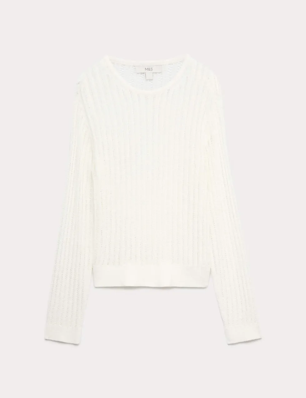 Cotton Rich Textured Crew Neck Jumper