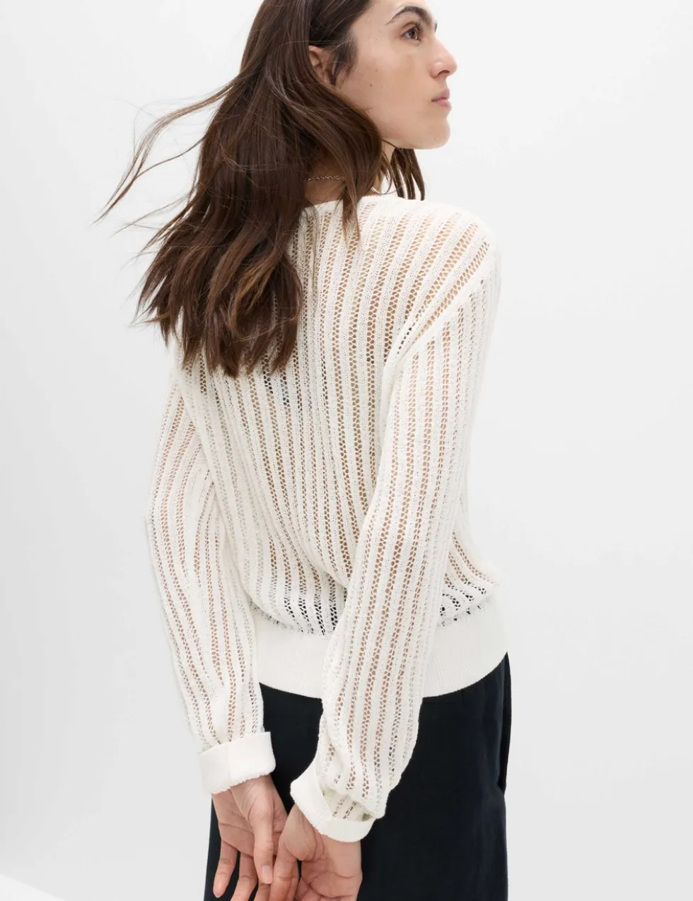 Cotton Rich Textured Crew Neck Jumper