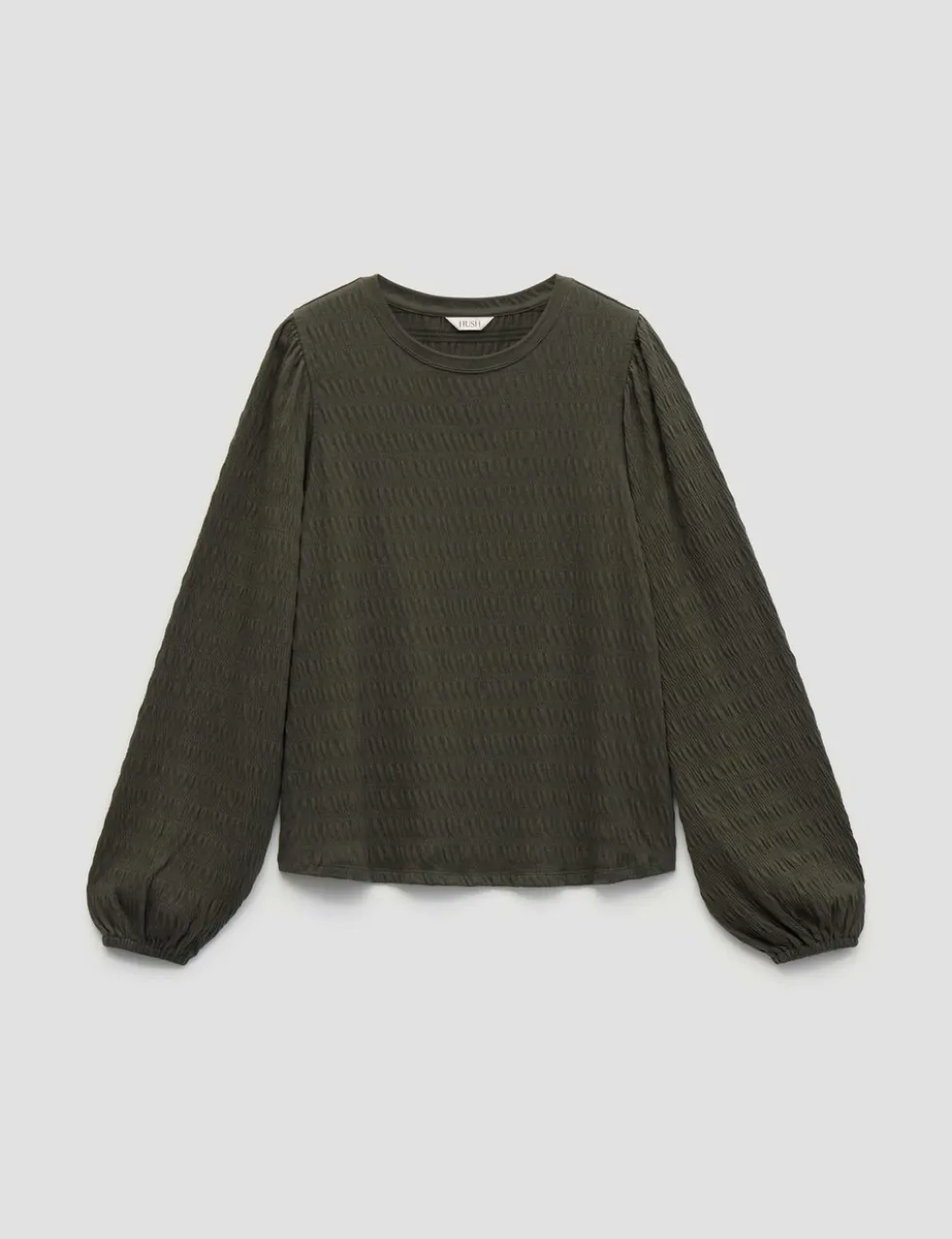 Cotton Rich Textured Crew Neck Top