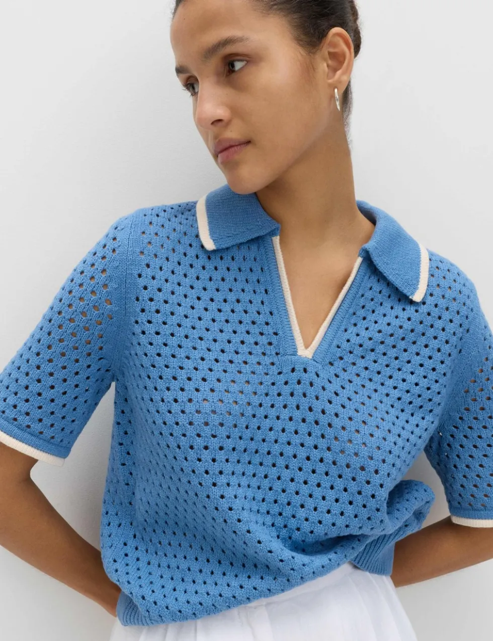 Cotton Rich Textured Cropped Knitted Top
