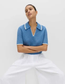 Cotton Rich Textured Cropped Knitted Top