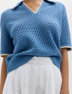 Cotton Rich Textured Cropped Knitted Top