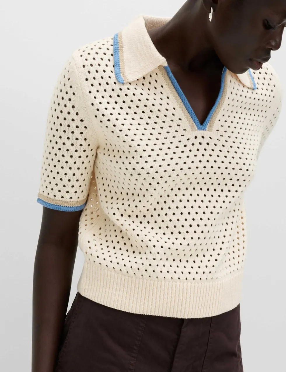 Cotton Rich Textured Cropped Knitted Top