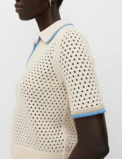 Cotton Rich Textured Cropped Knitted Top