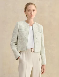 Cotton Rich Textured Cropped Jacket