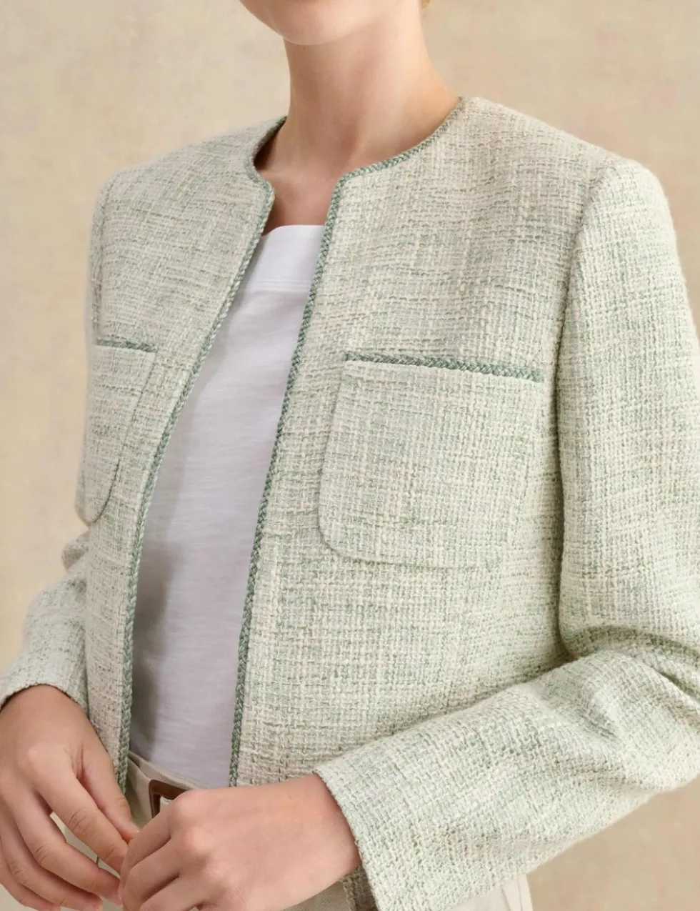 Cotton Rich Textured Cropped Jacket