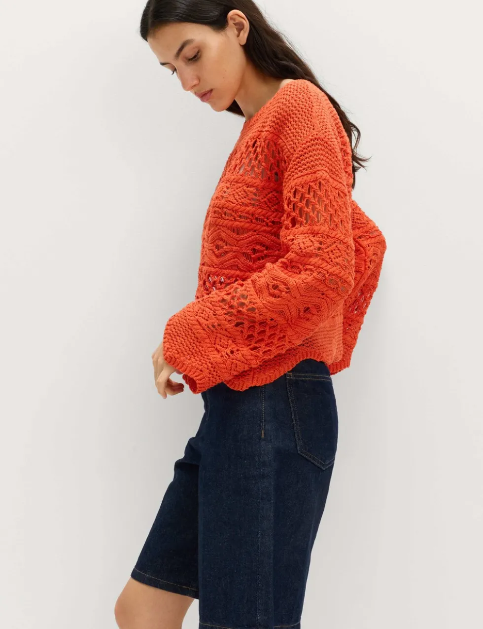 Cotton Rich Textured Cropped Jumper