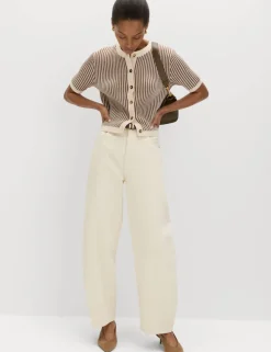 Cotton Rich Textured Cropped Cardigan
