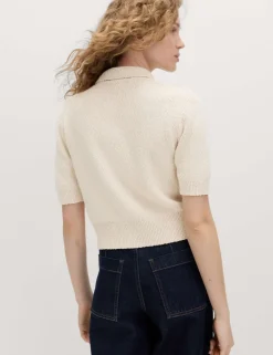 Cotton Rich Textured Cropped Cardigan