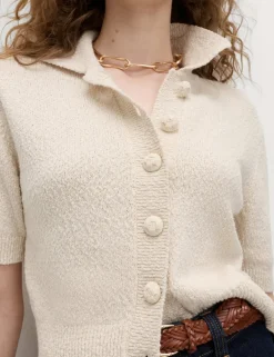 Cotton Rich Textured Cropped Cardigan