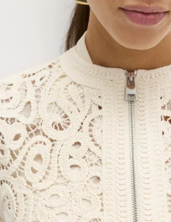 Cotton Rich Textured Cropped Knitted Jacket