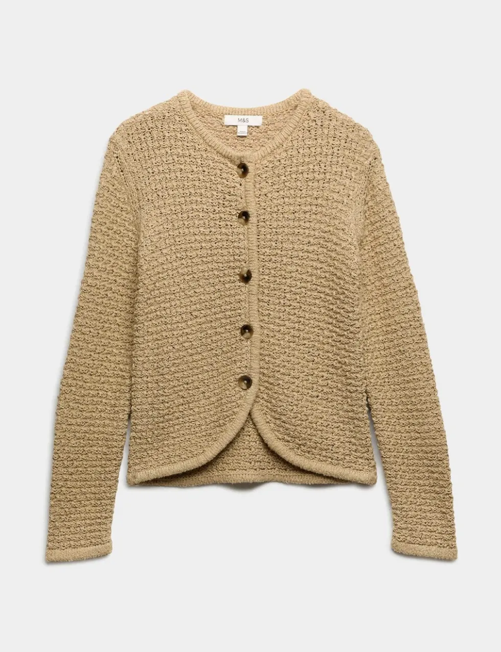 Cotton Rich Textured Cropped Knitted Jacket
