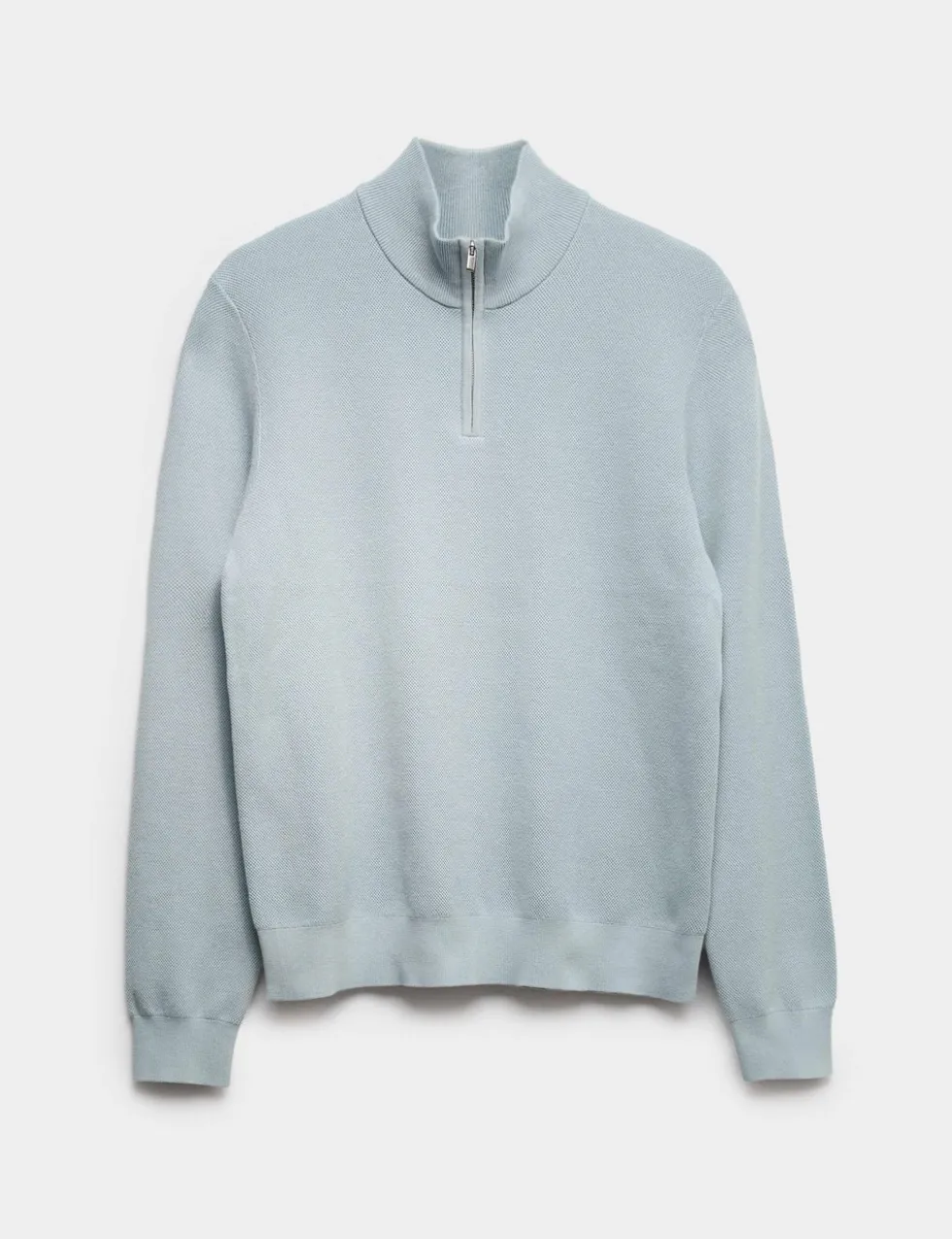 Cotton Rich Textured Half Zip Jumper